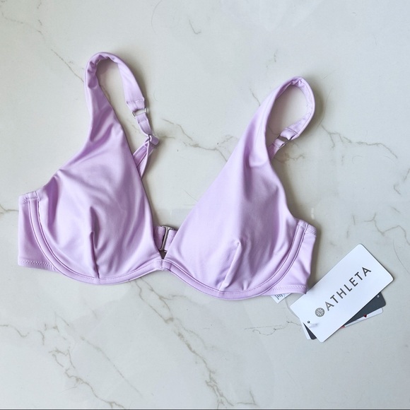 ATHLETA NWT Bra Cup Plunge Bikini Top Violet Mist - Picture 4 of 8